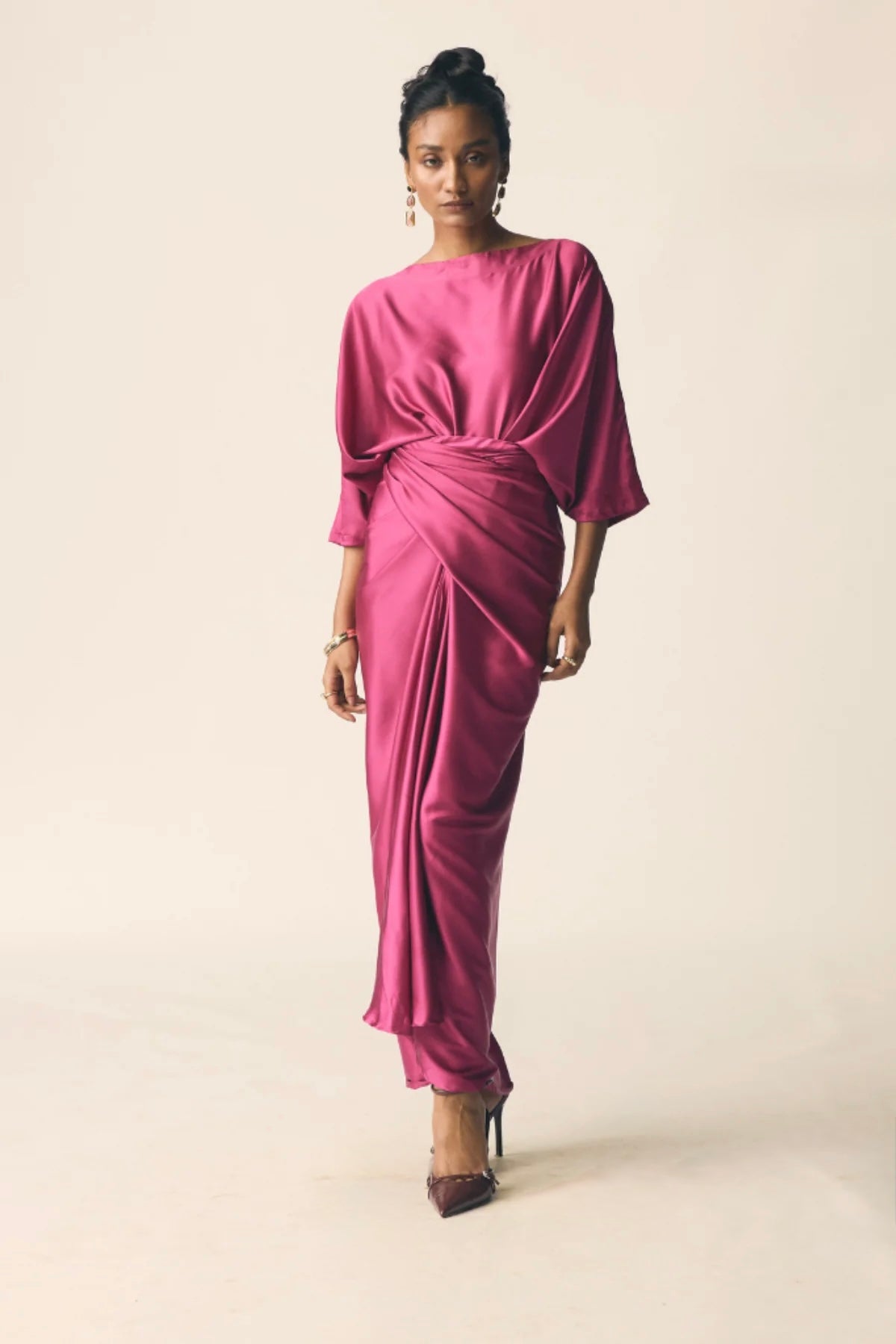 Mor Set In Sangria Pink Satin