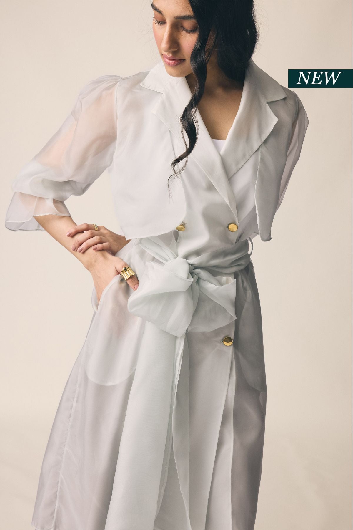 Sheer Trench in Sky Blue