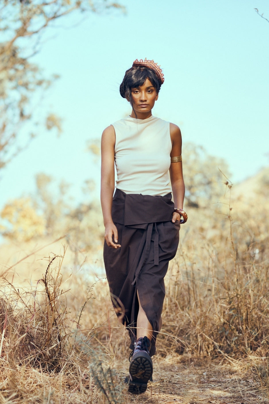 Tabi Skirt in Dark Brown