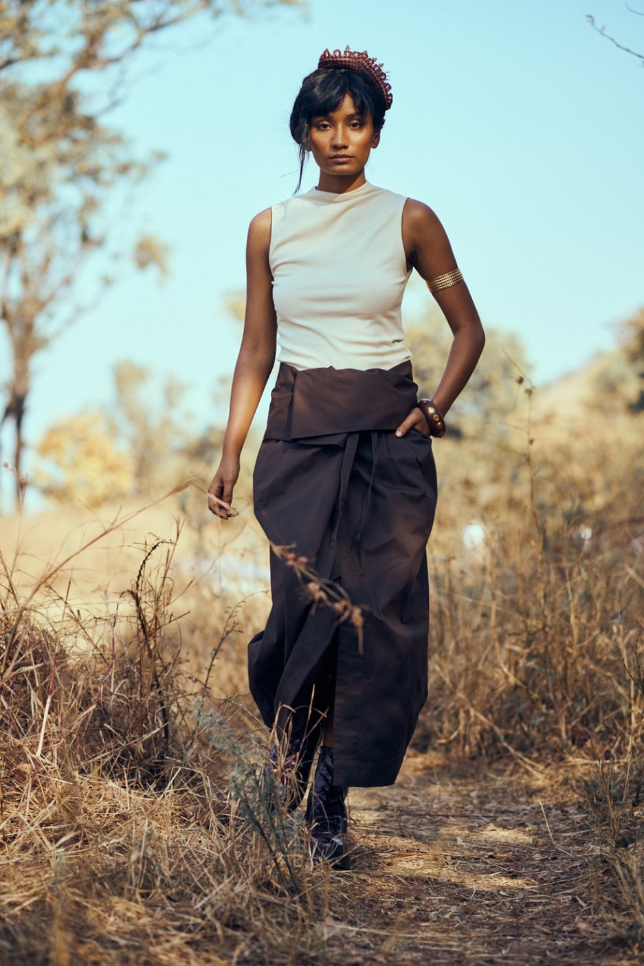 Tabi Skirt in Dark Brown