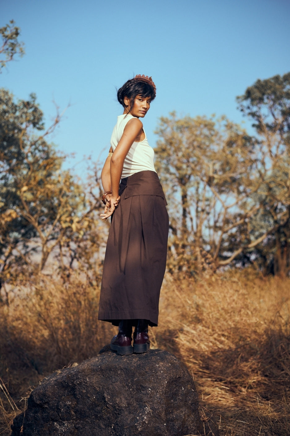 Tabi Skirt in Dark Brown