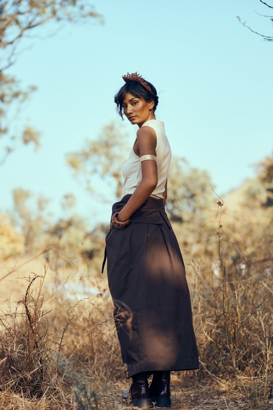 Tabi Skirt in Dark Brown