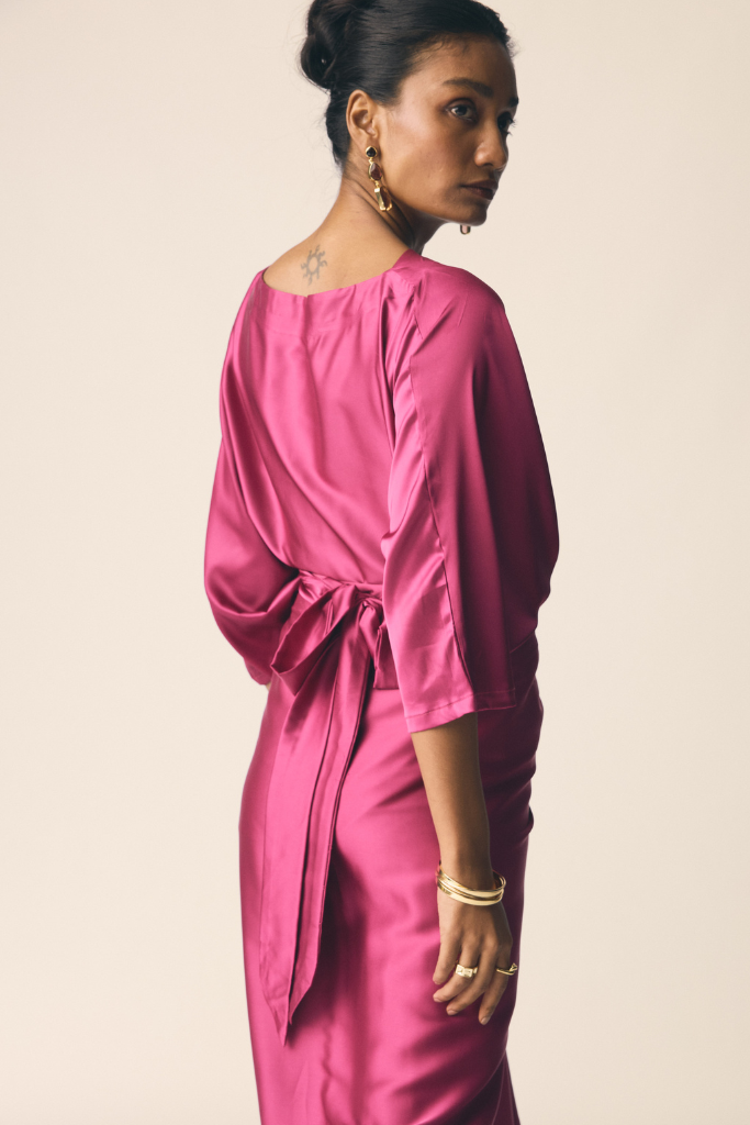 Mor Set In Sangria Pink Satin