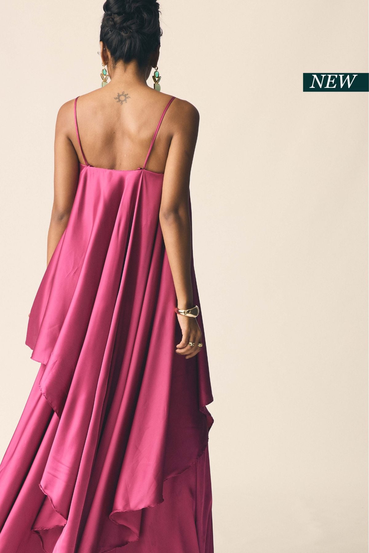 Adaa Set in Sangria Pink Satin