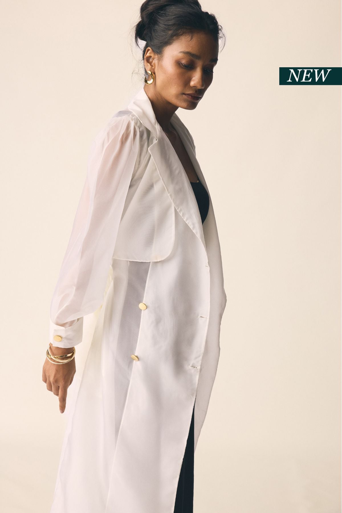 Sheer Trench in Off White - Main Image