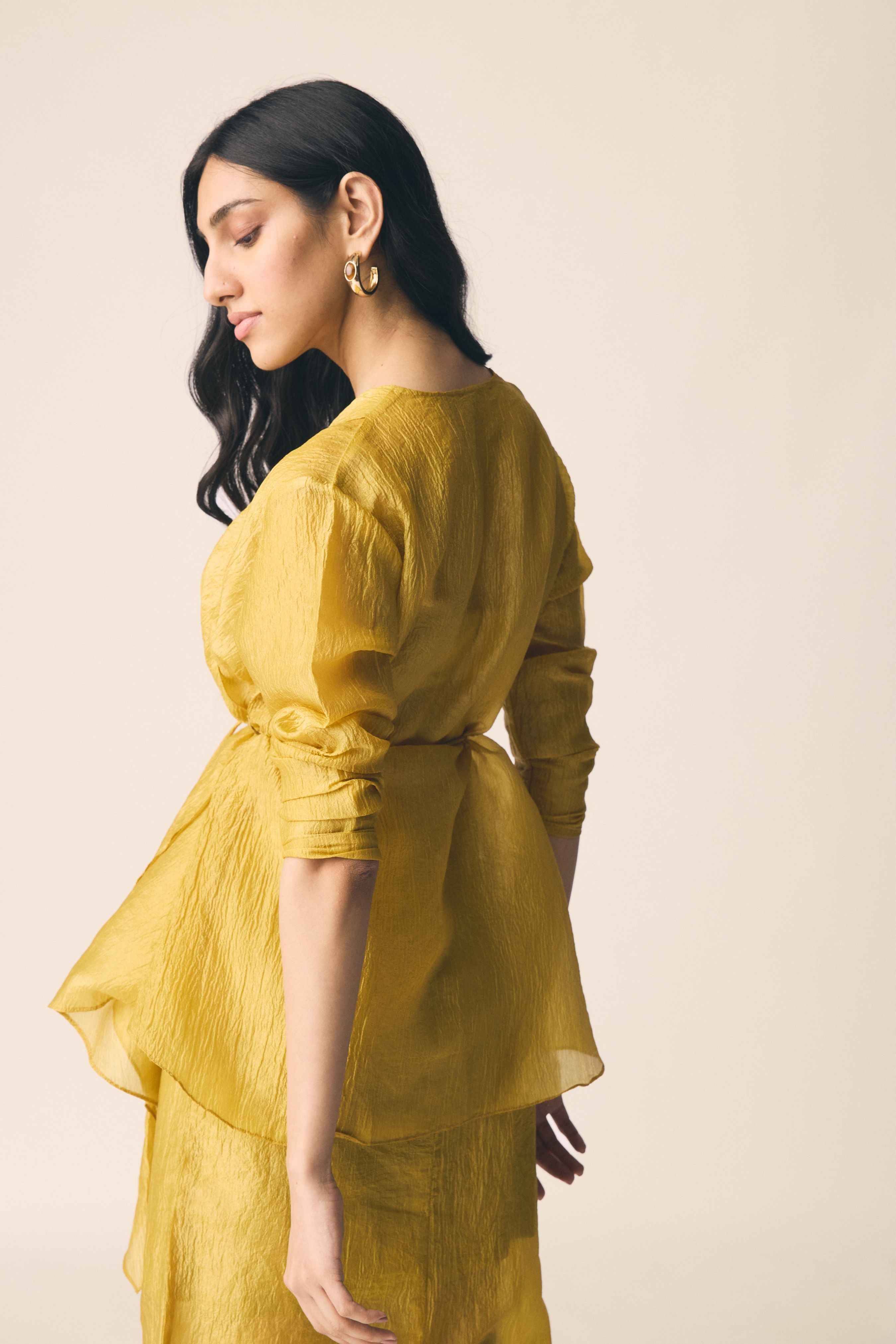 Saanjh Set in Mustard Organza