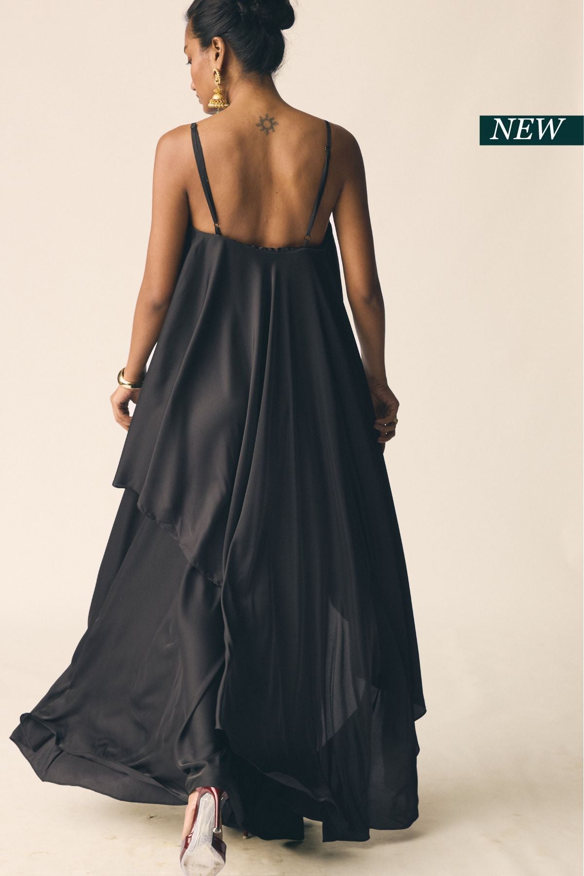 Adaa Set in Black Satin