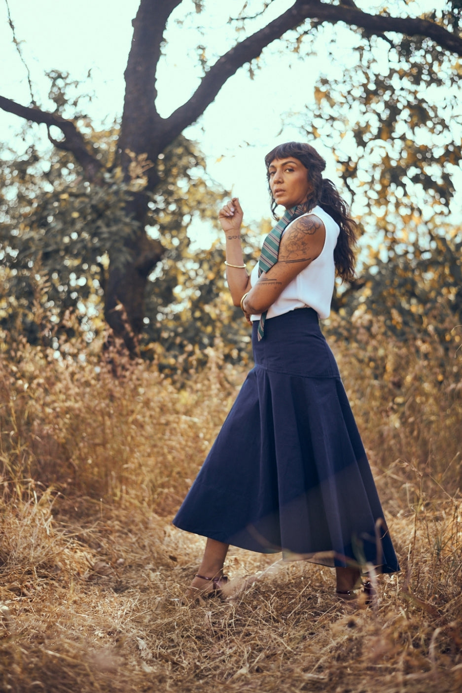 Halo Skirt in Navy Blue