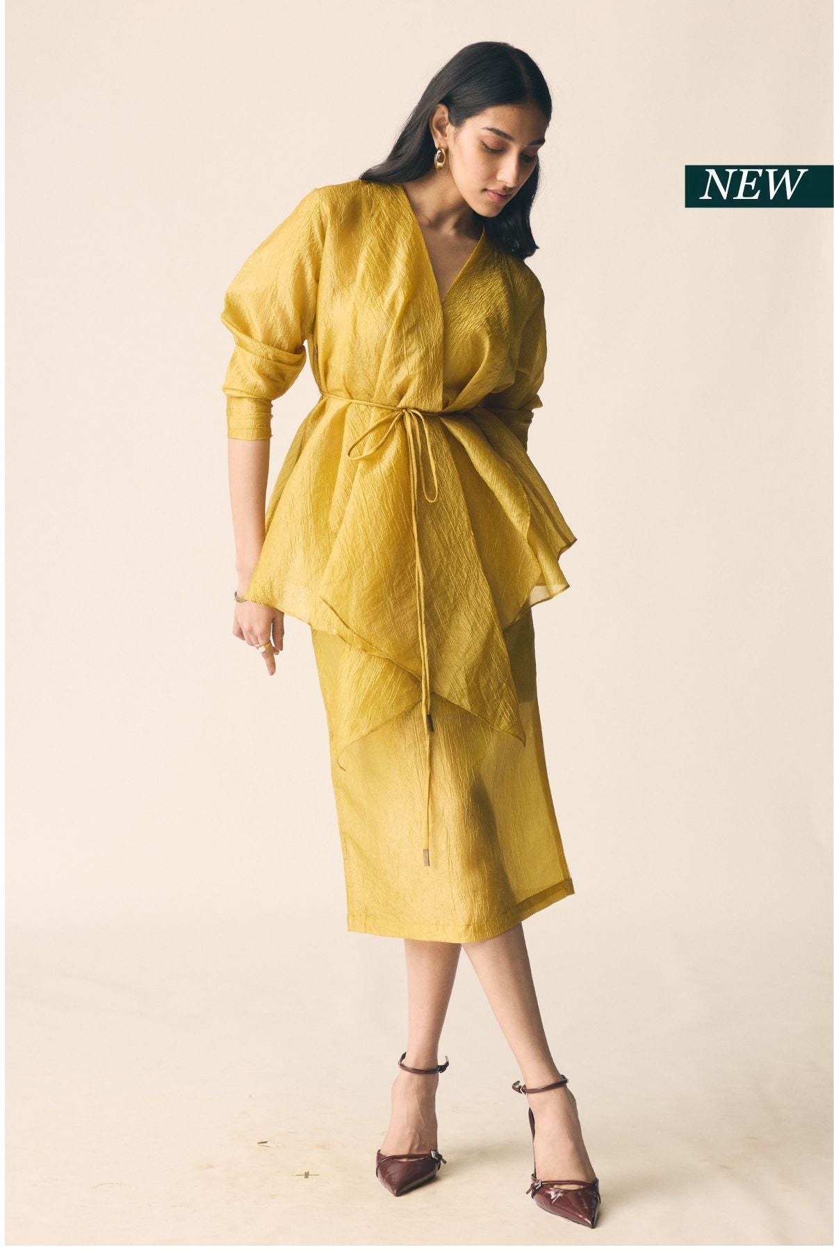 Saanjh Set in Mustard Organza