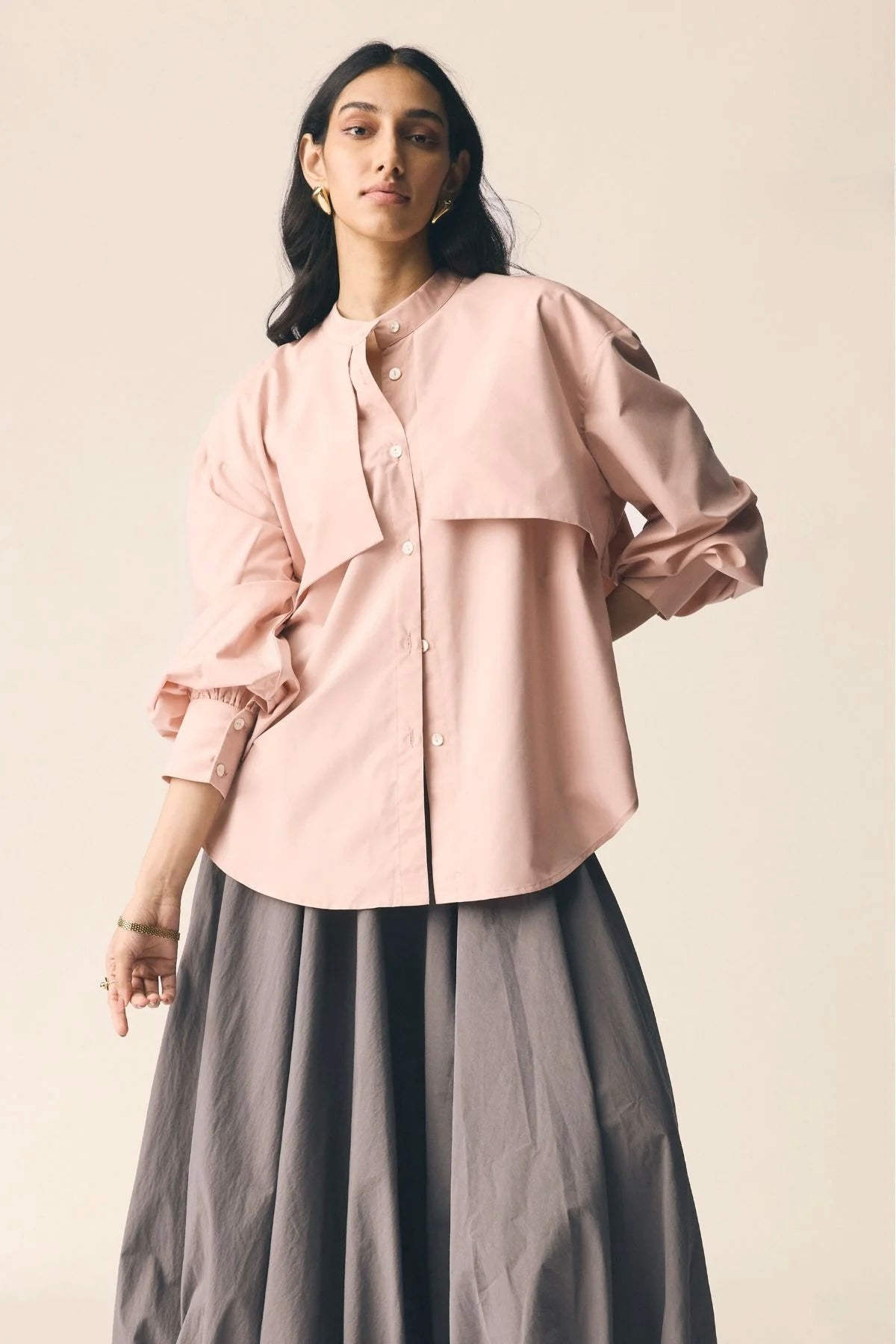 Mizo Trench Shirt in Powder Pink