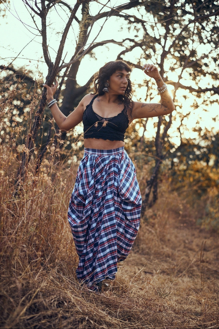 Coromandel Skirt in Blue Checks