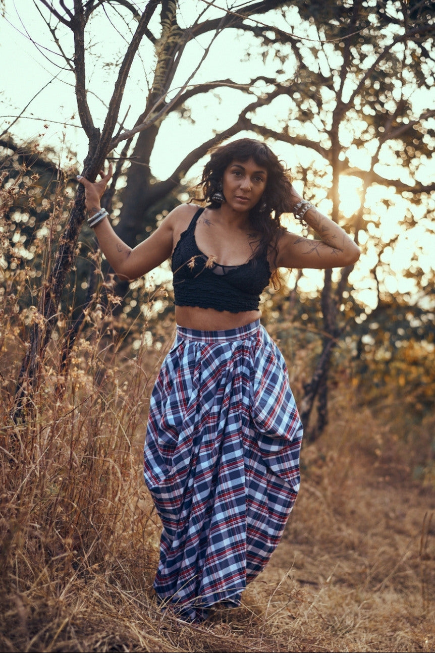 Coromandel Skirt in Blue Checks