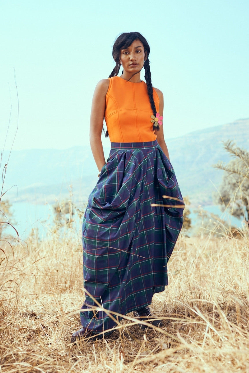 Coromandel Skirt in Green Checks