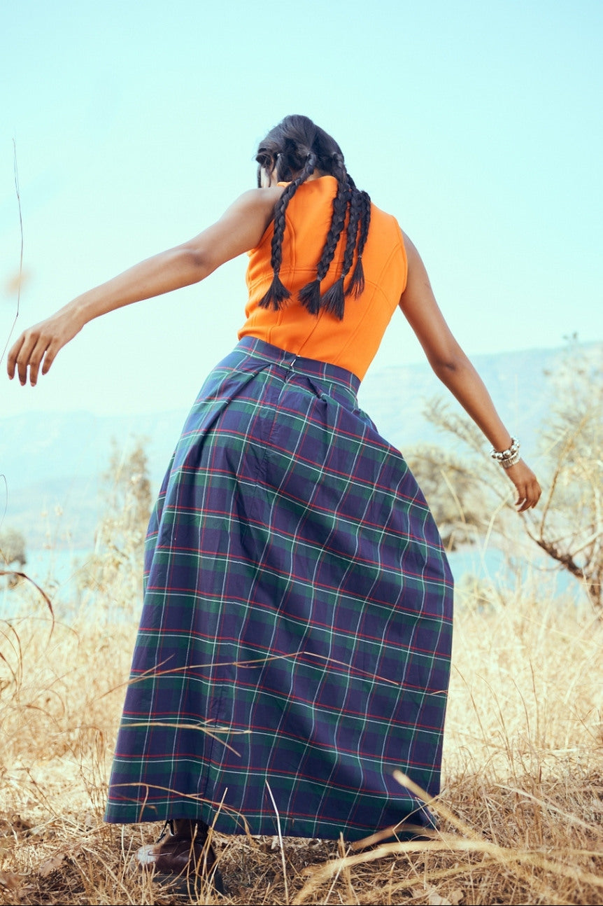 Coromandel Skirt in Green Checks