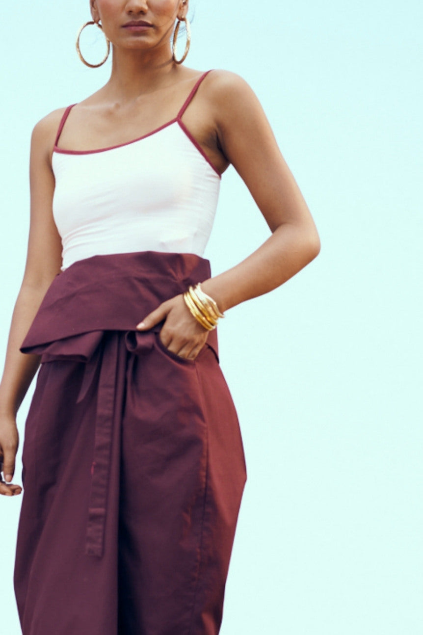 Tabi Skirt in Deep Wine