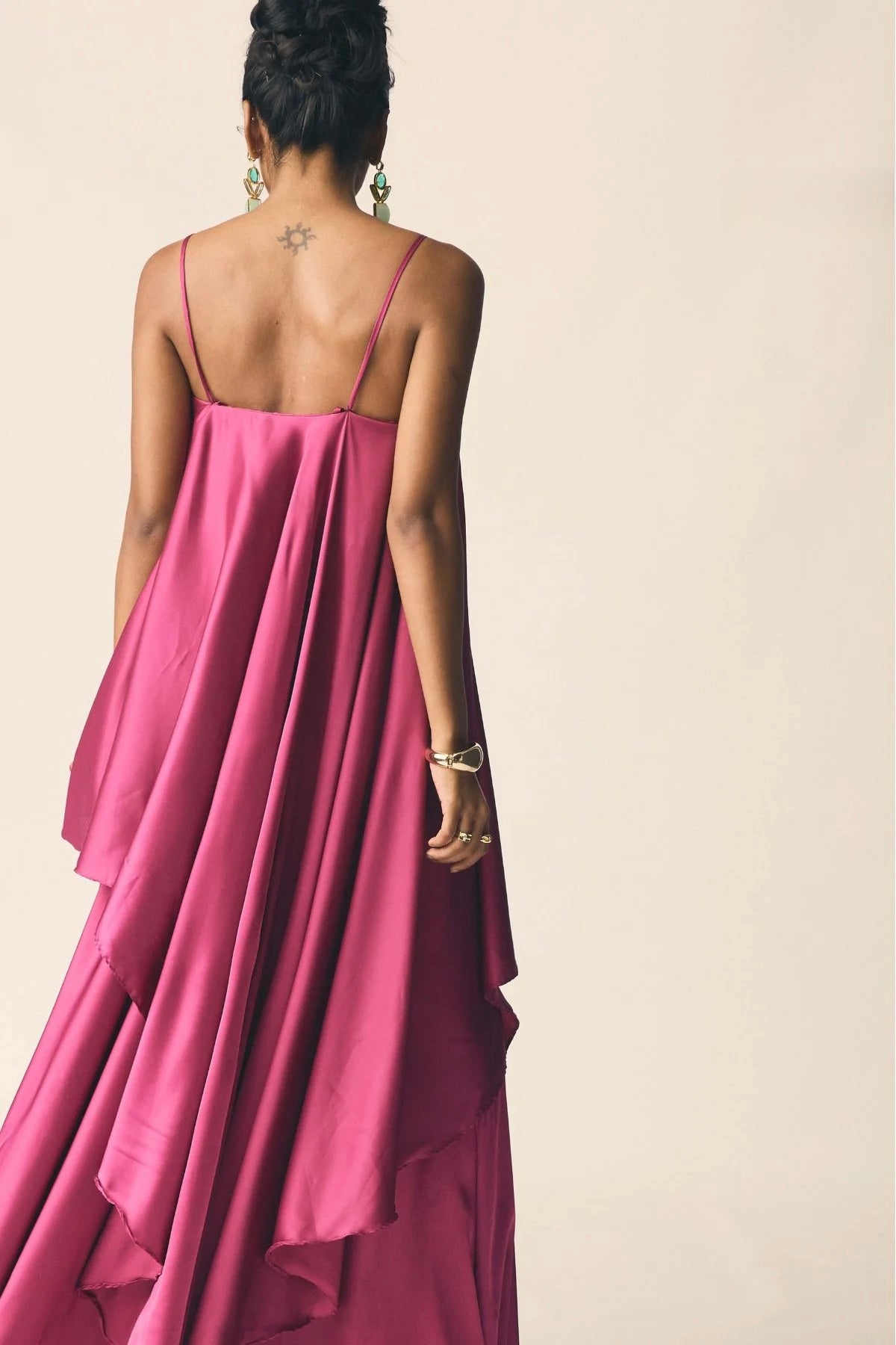 Adaa Set in Sangria Pink Satin