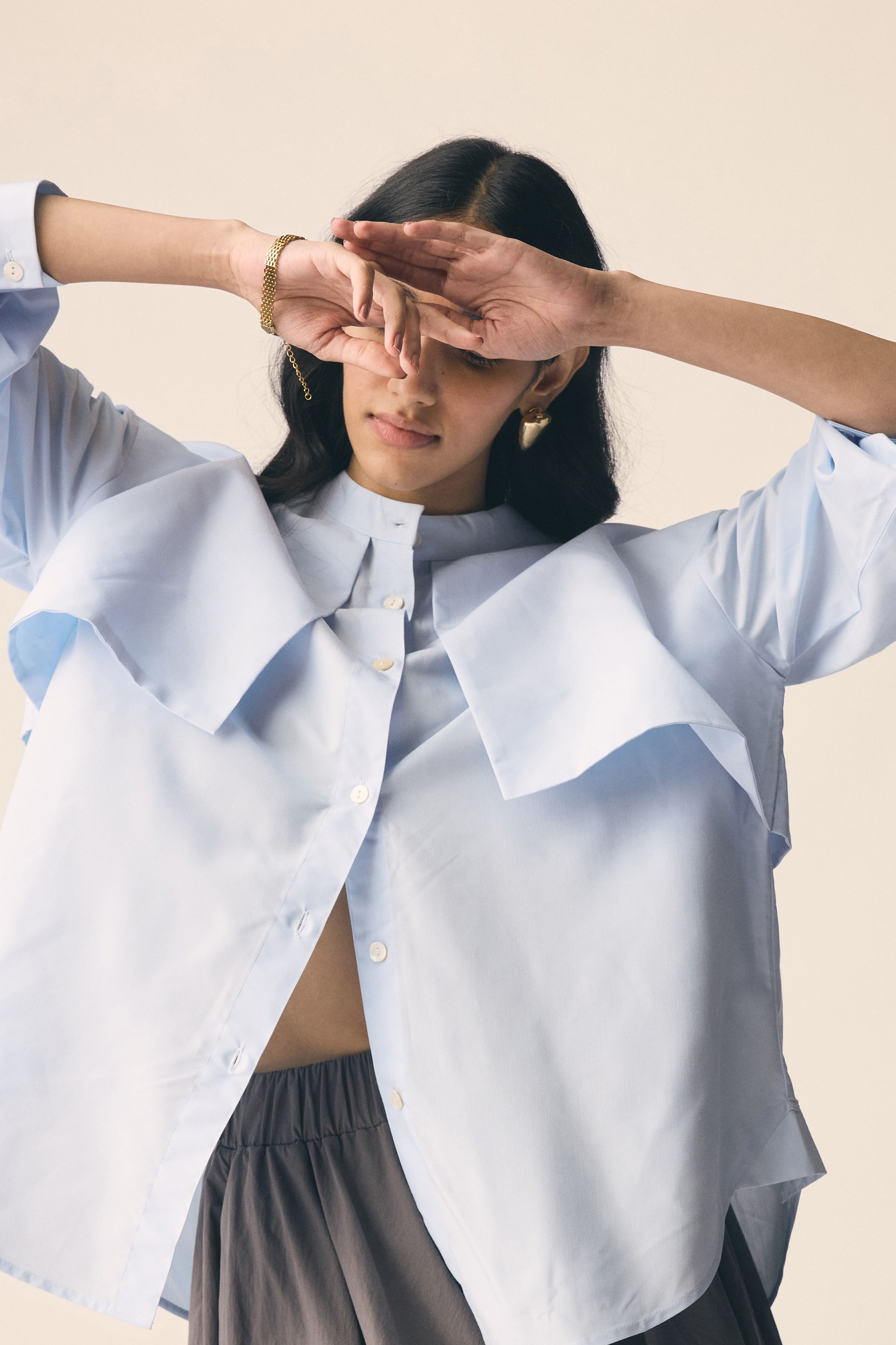 Mizo Trench Shirt in Powder Blue