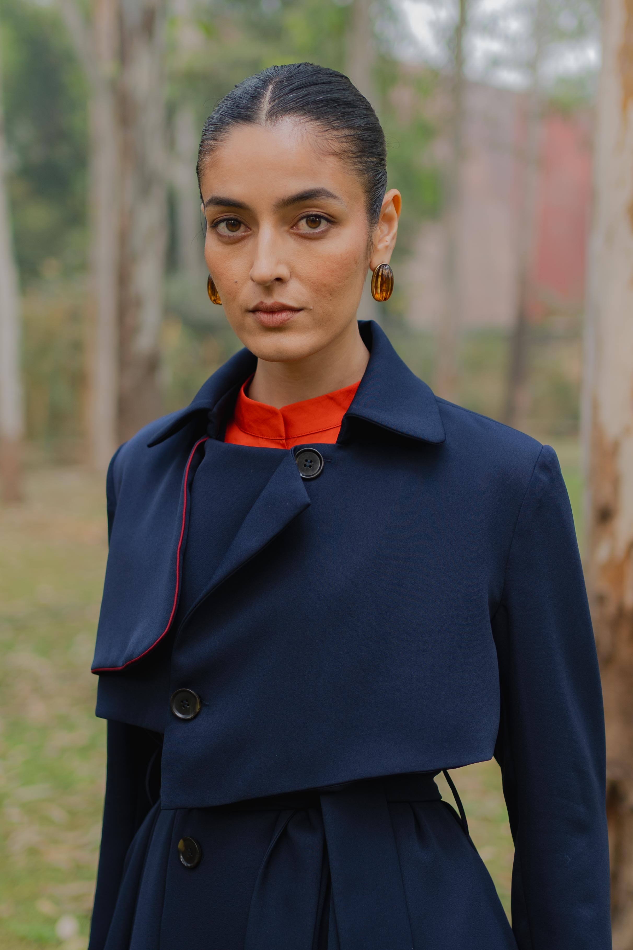 Romaji Trench Coat Classic Navy Blue