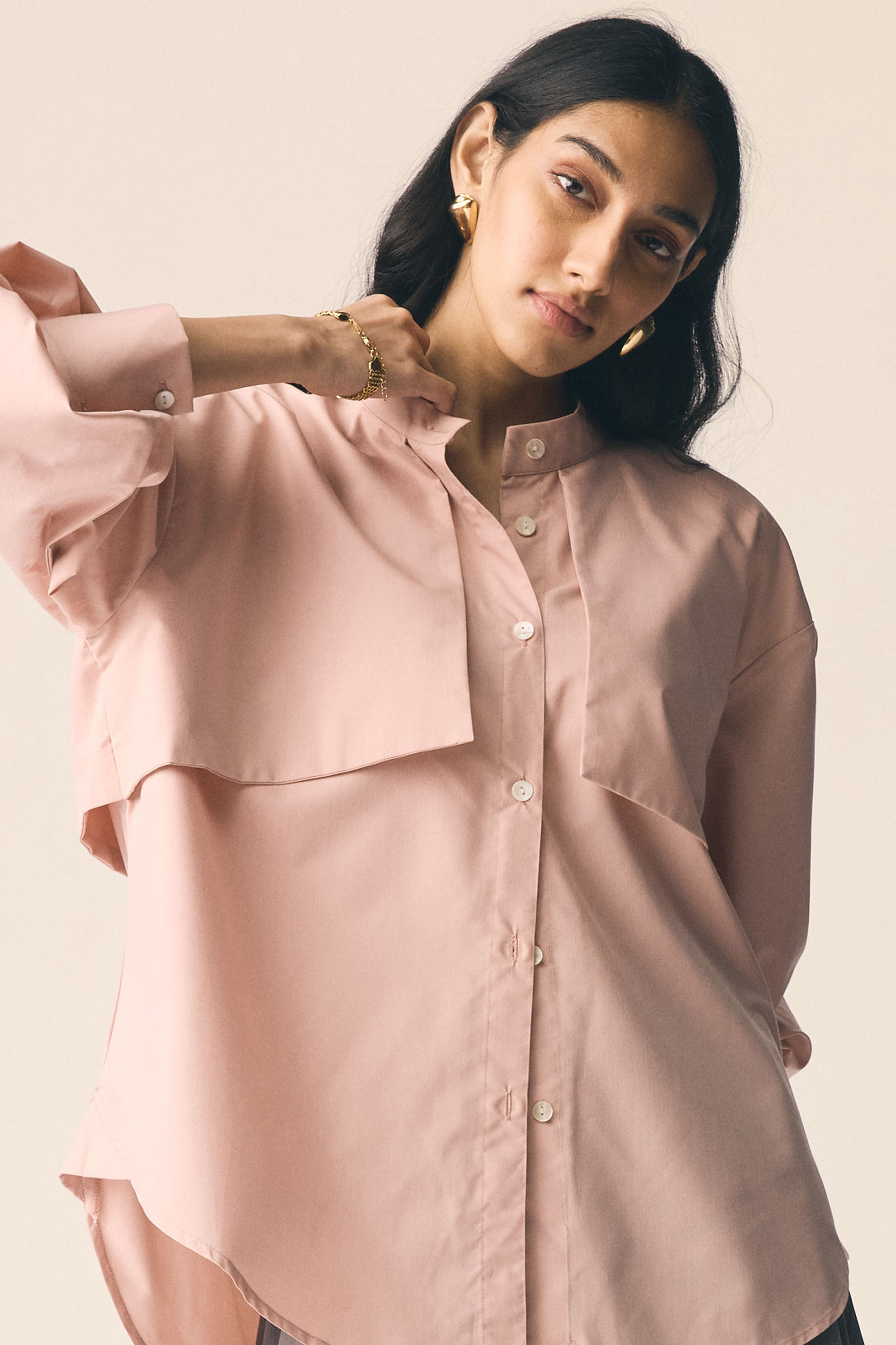 Mizo Trench Shirt in Powder Pink