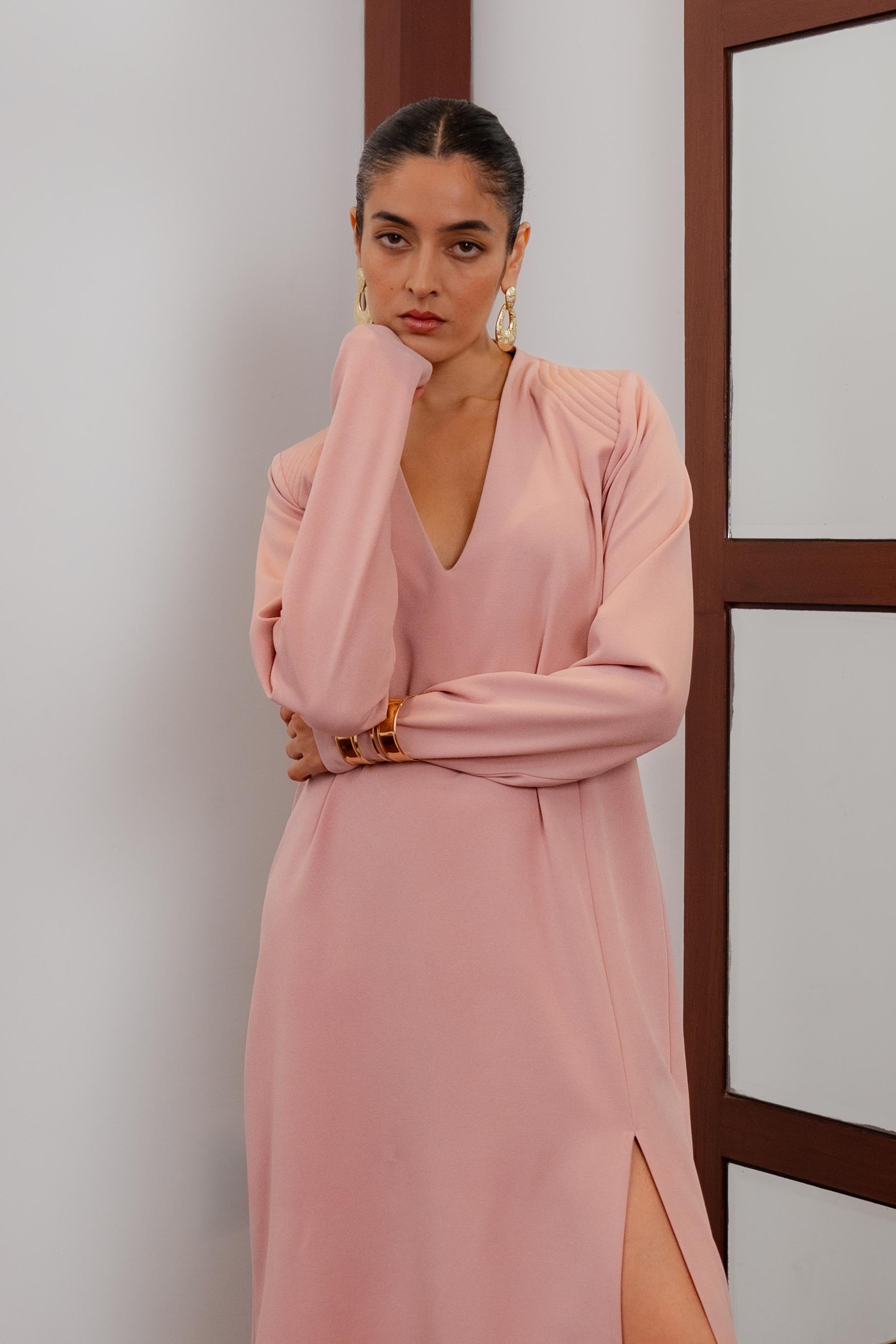 dusky pink long sleeve dress Power Maxi Dusky Pink