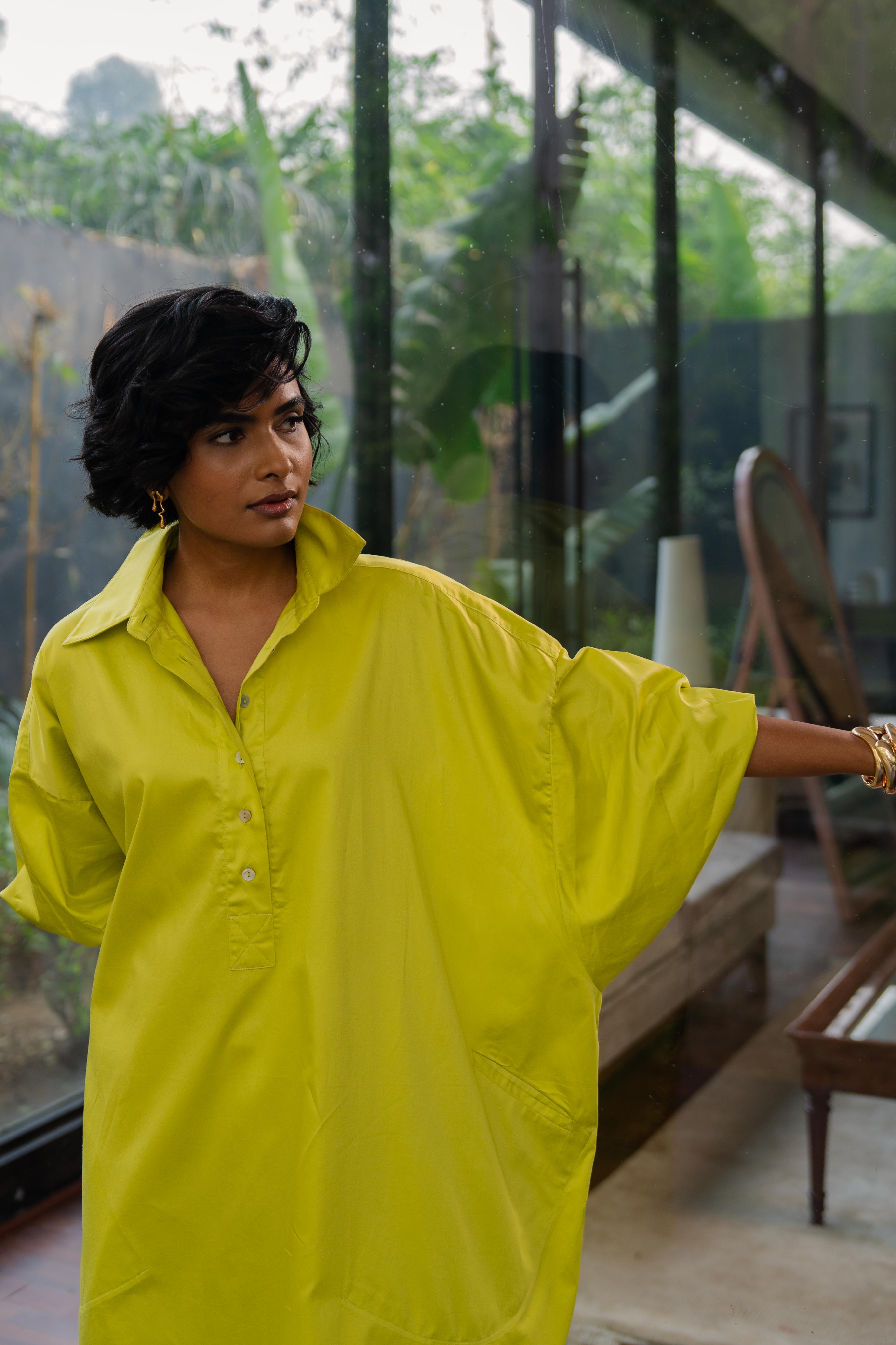 Flow Dress Arctic Lime Green