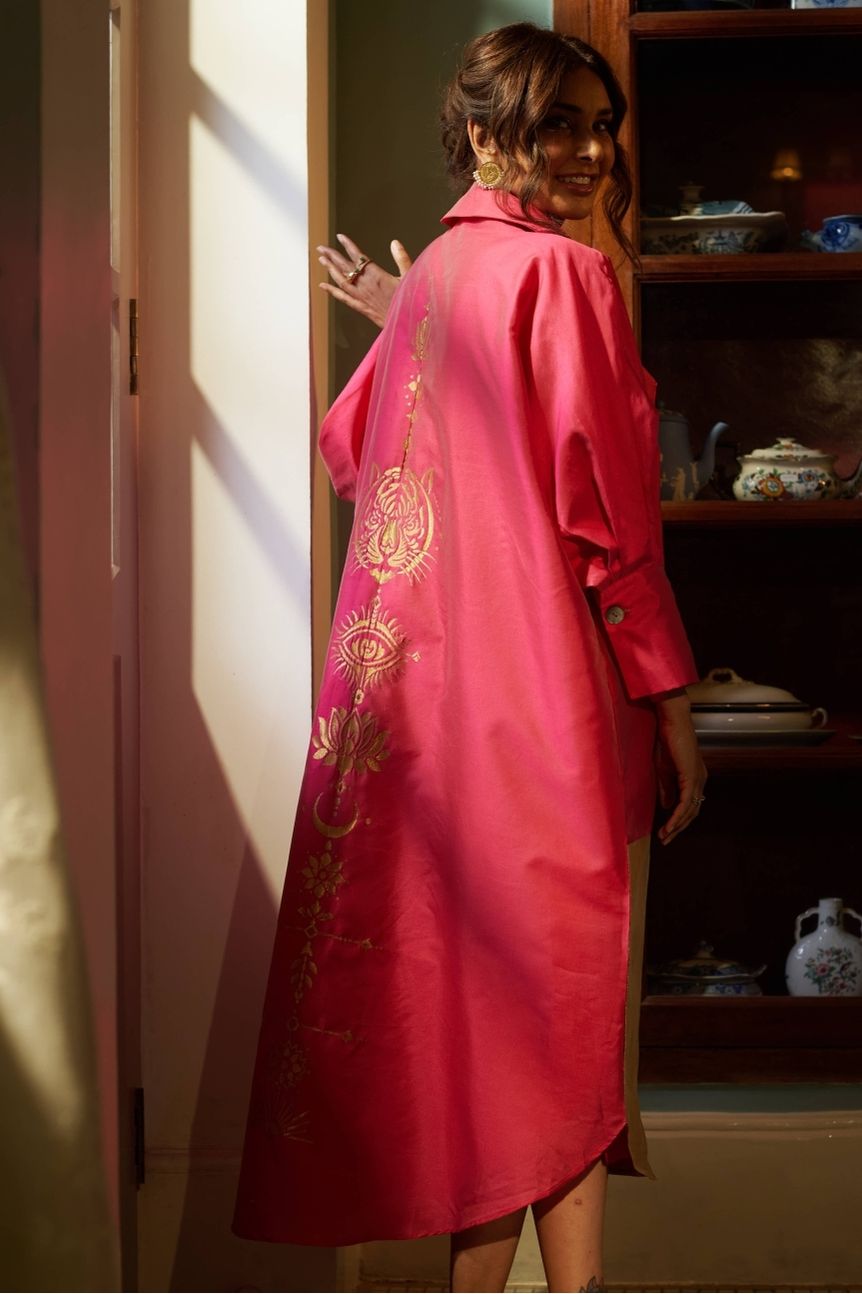 Amaai Dress in Pink Brocade