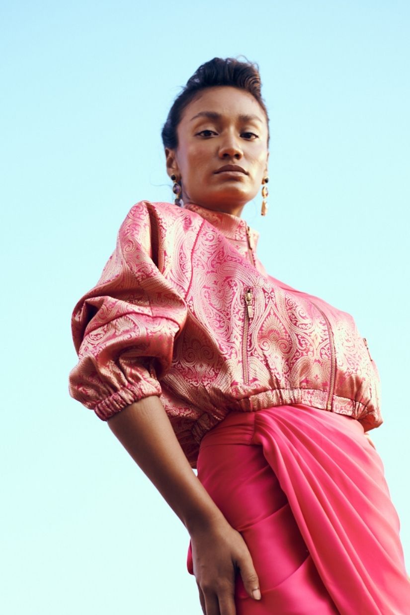 Jashan Bomber in Fuchsia Pink
