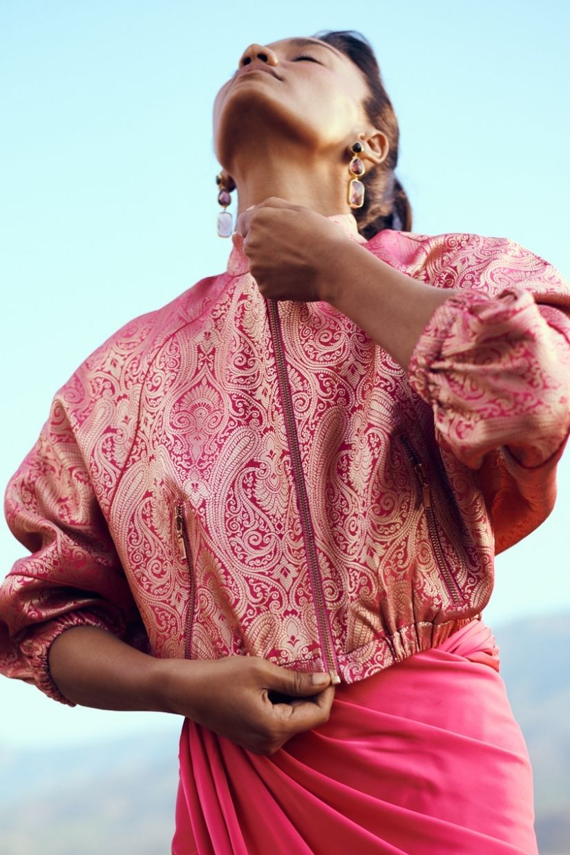 Jashan Bomber in Fuchsia Pink