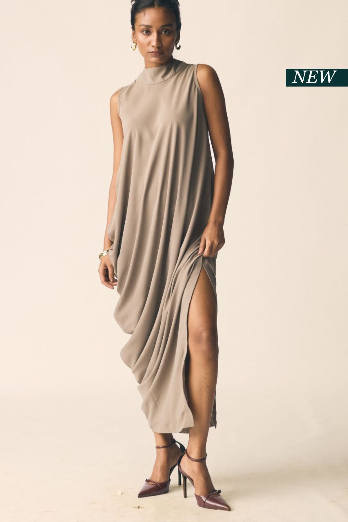 Alba Dress in Earth Brown