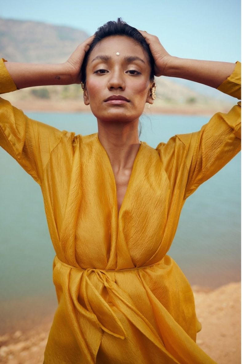 Saanjh Set with Pants In Mustard