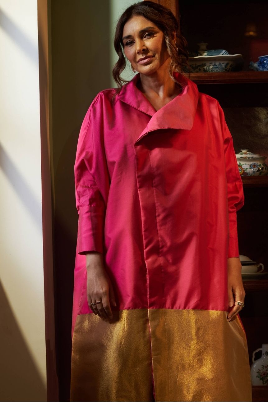 Amaai Dress in Pink Brocade