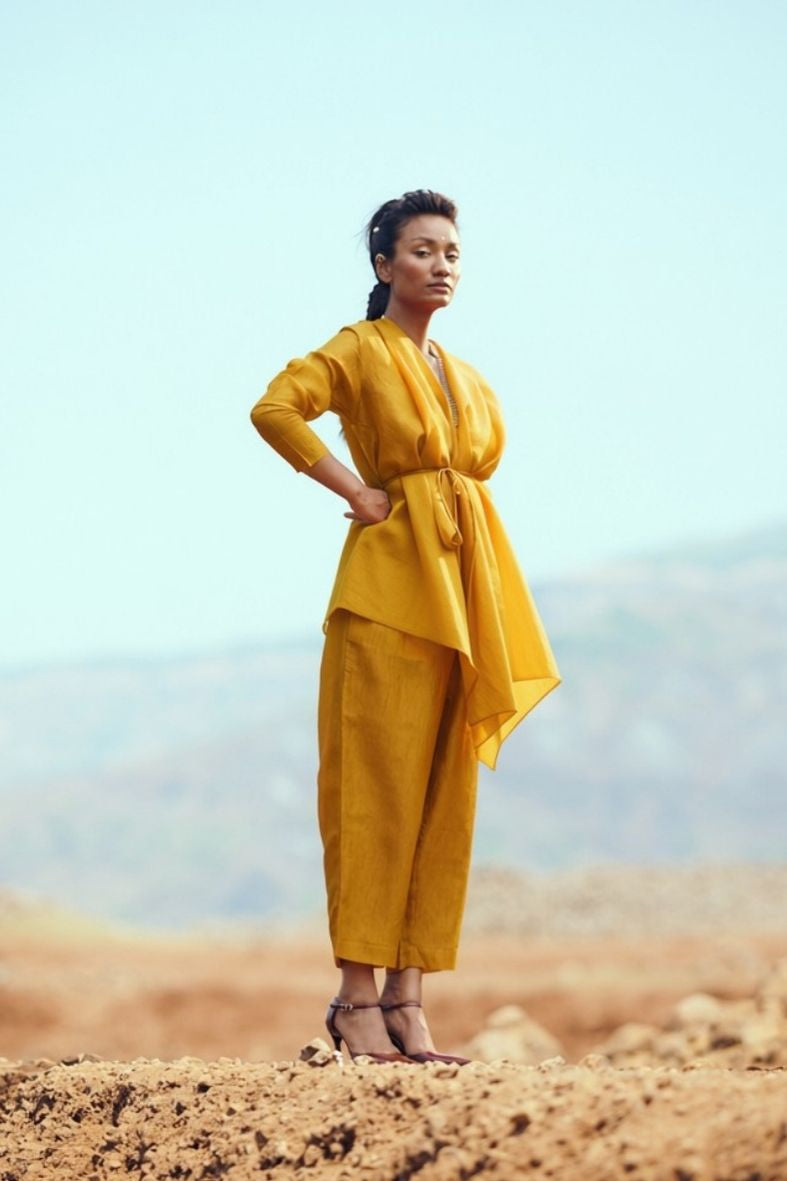 Saanjh Set with Pants In Mustard