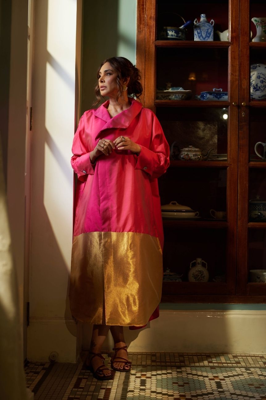 Amaai Dress in Pink Brocade