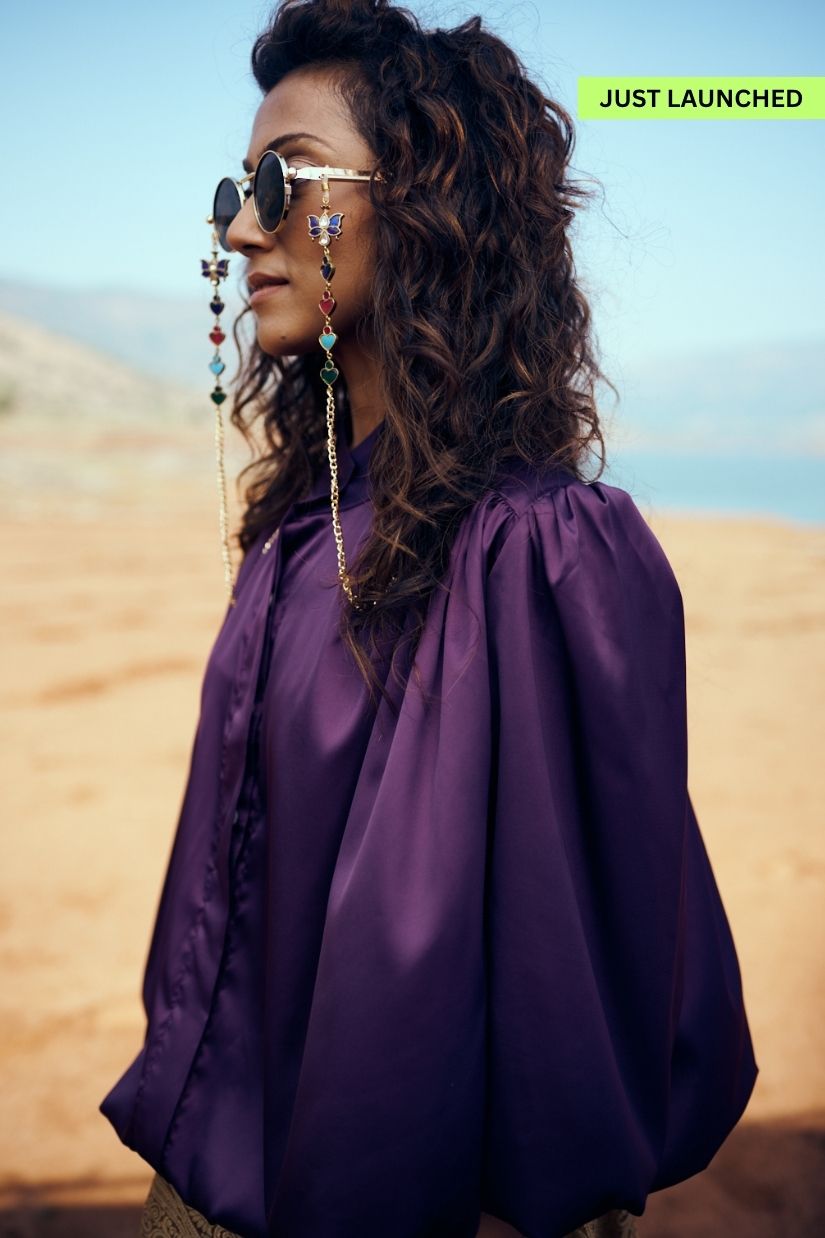 Faye Top in Satin Dark Amethyst