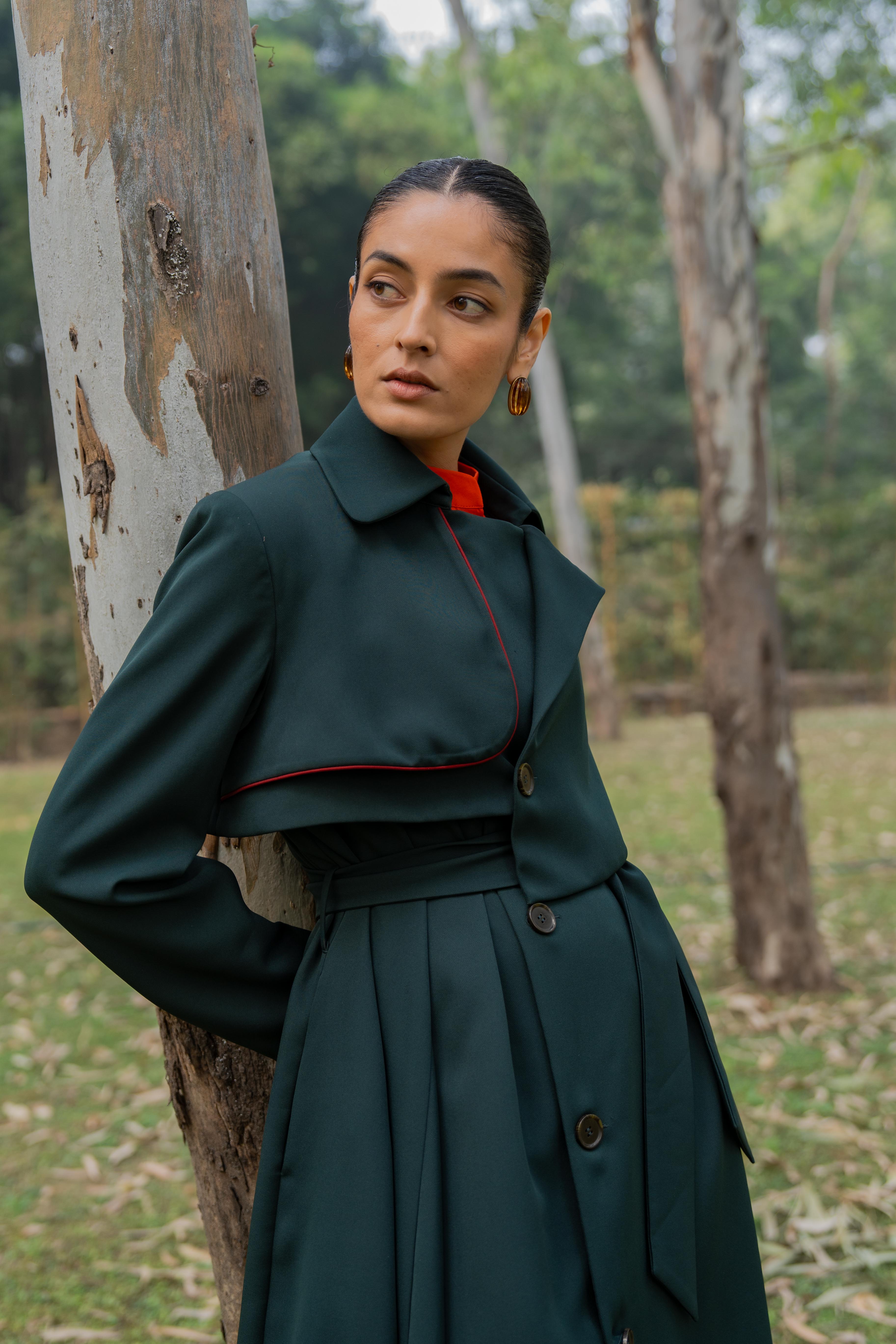 Romaji Trench Coat Pine Green
