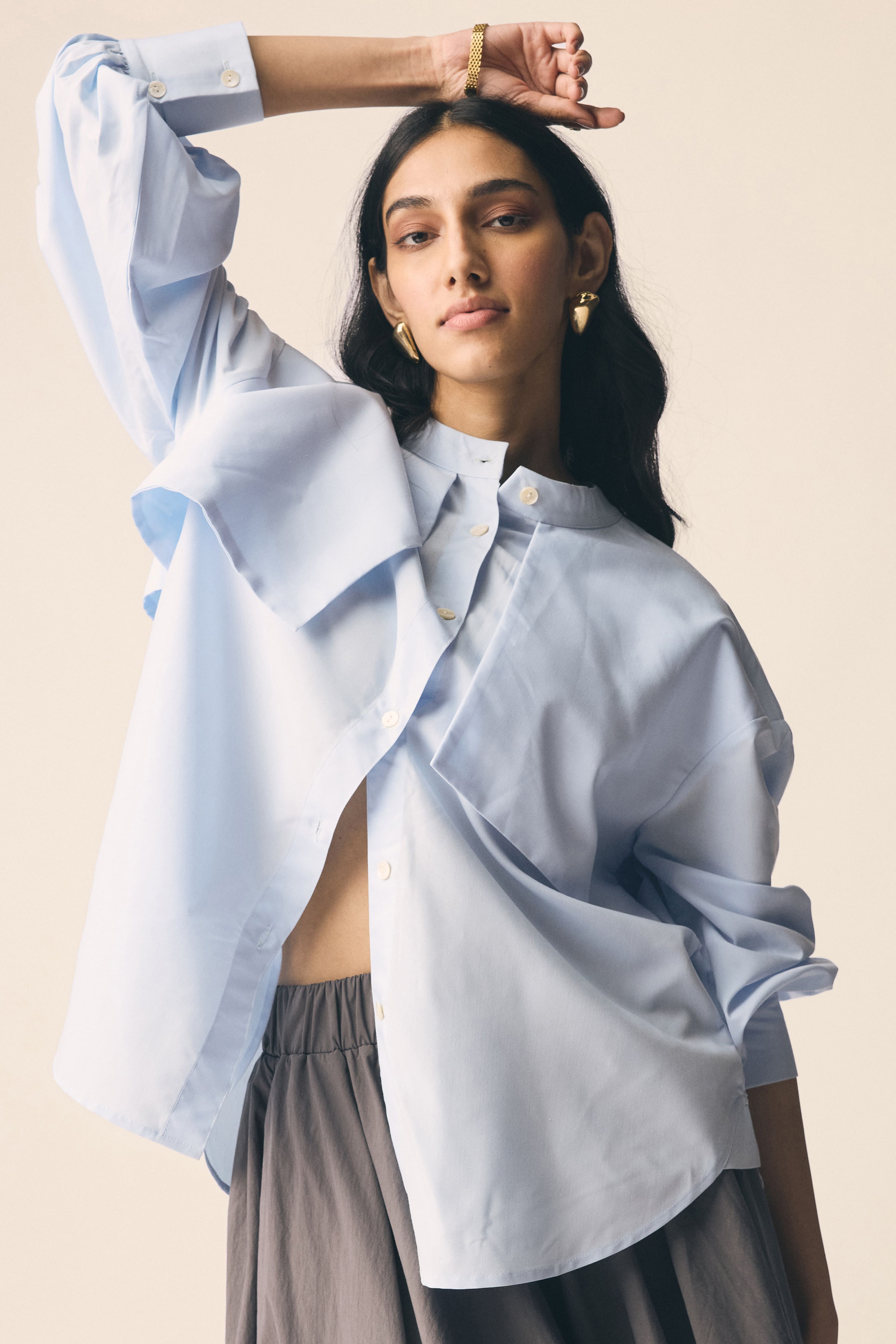 Mizo Trench Shirt in Powder Blue