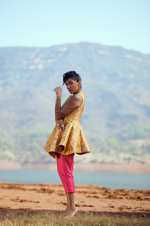 Swara Handloom Brocade Set in Kesar Yellow