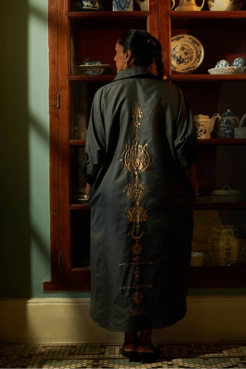 Amaai Dress in Black Brocade