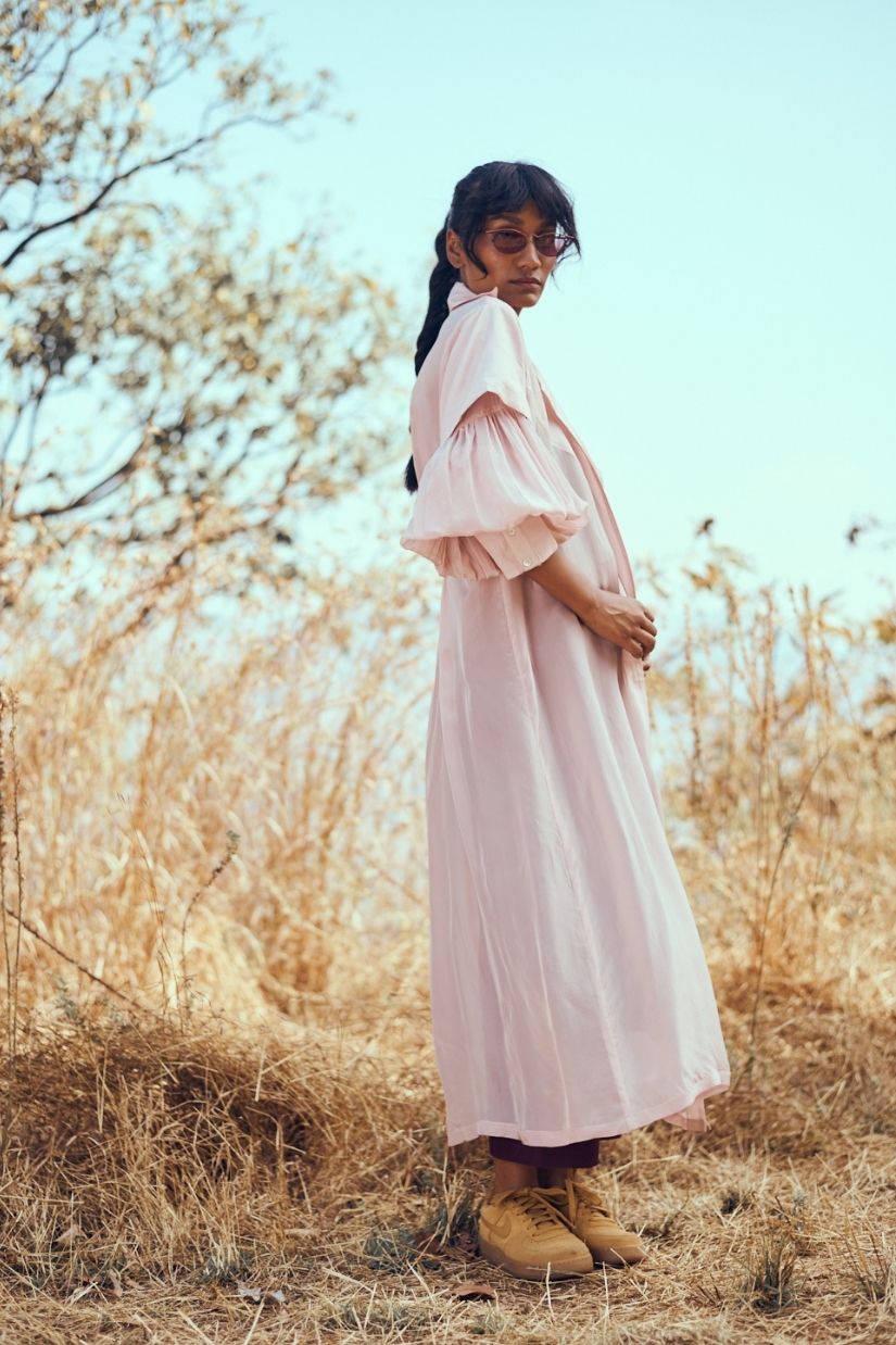 Meera Organza Trench in Blush Pink