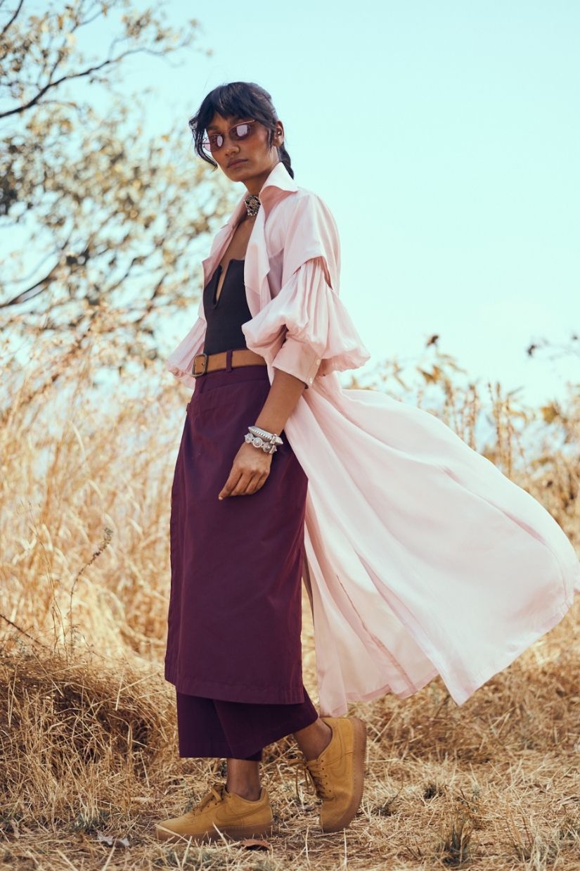 Meera Organza Trench in Blush Pink