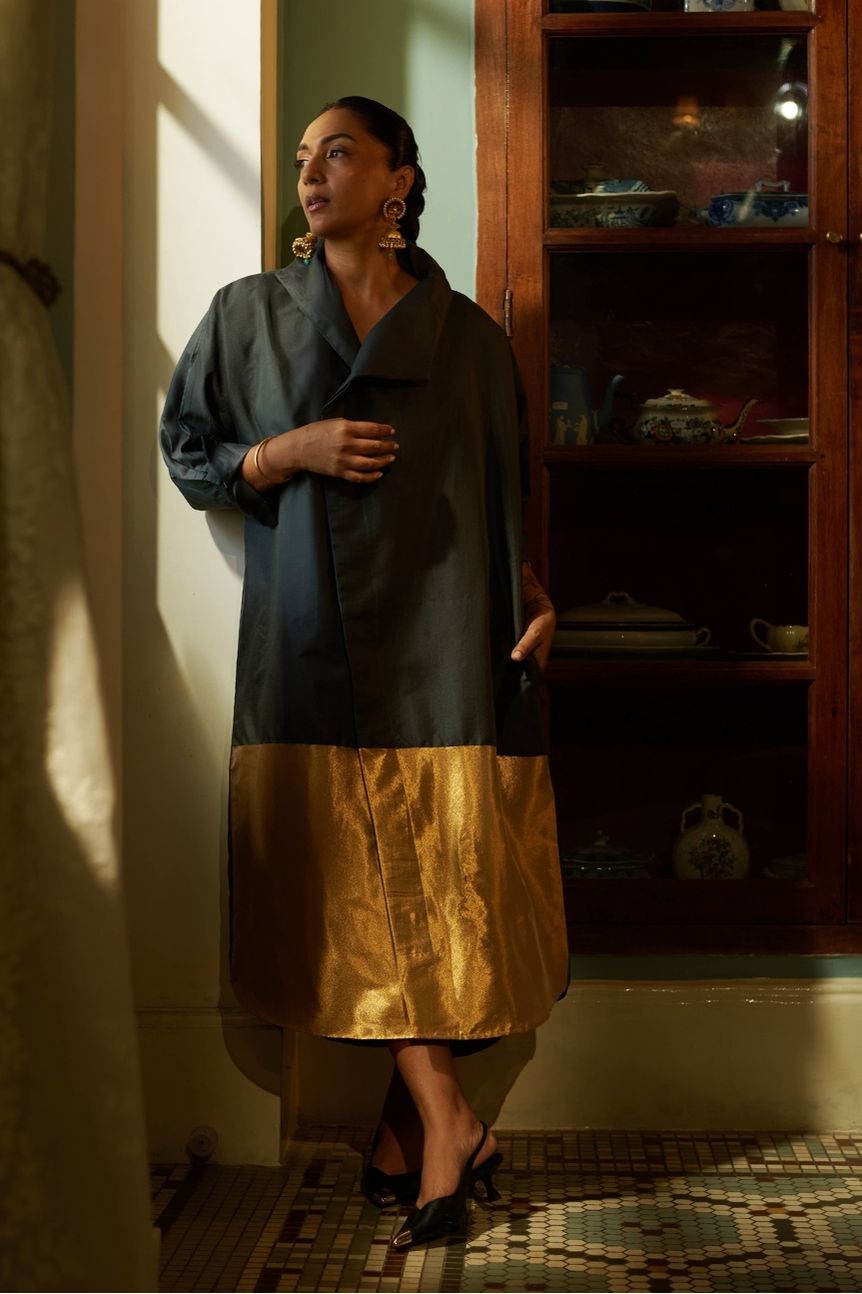 Amaai Dress in Black Brocade