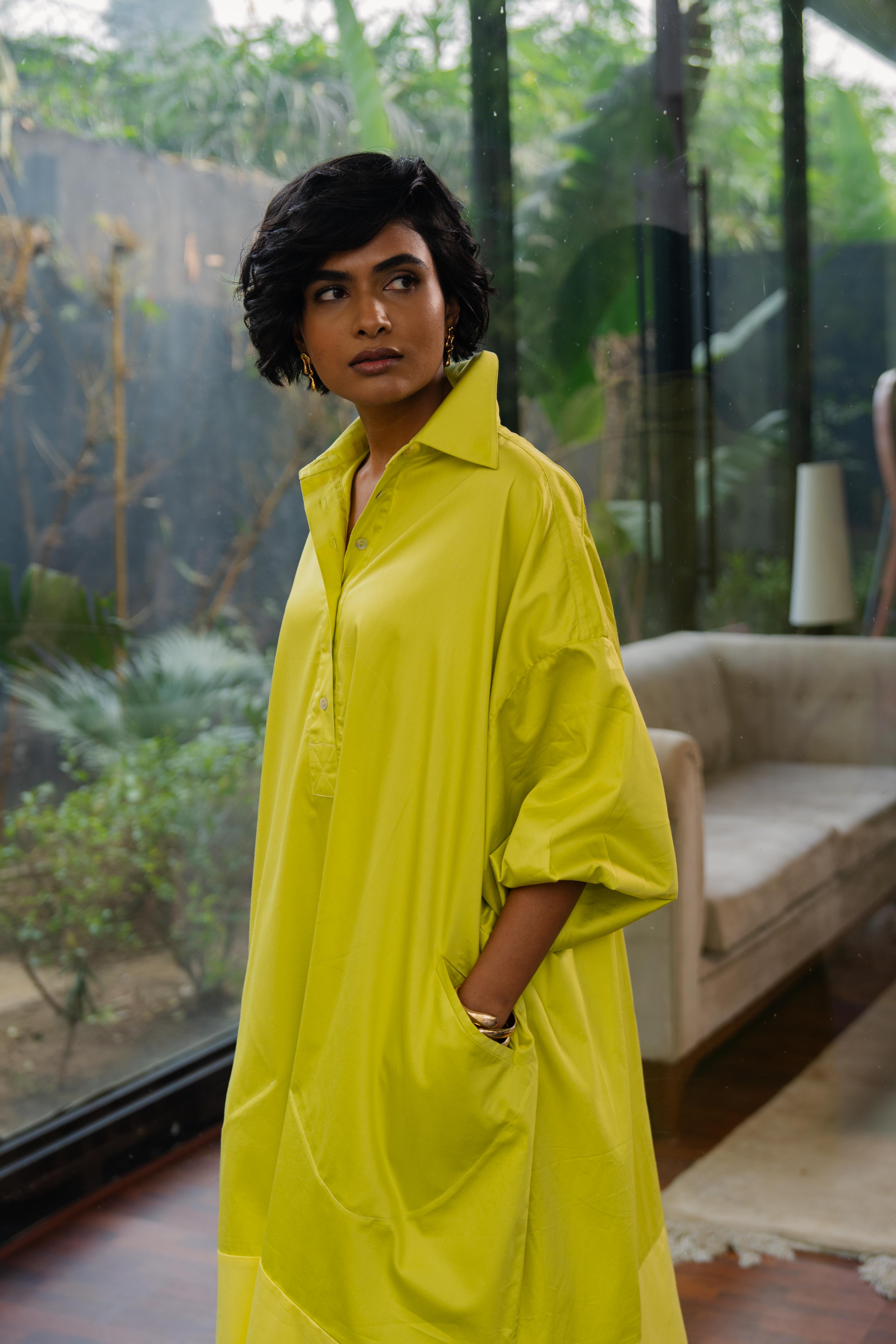 Flow Dress Arctic Lime Green