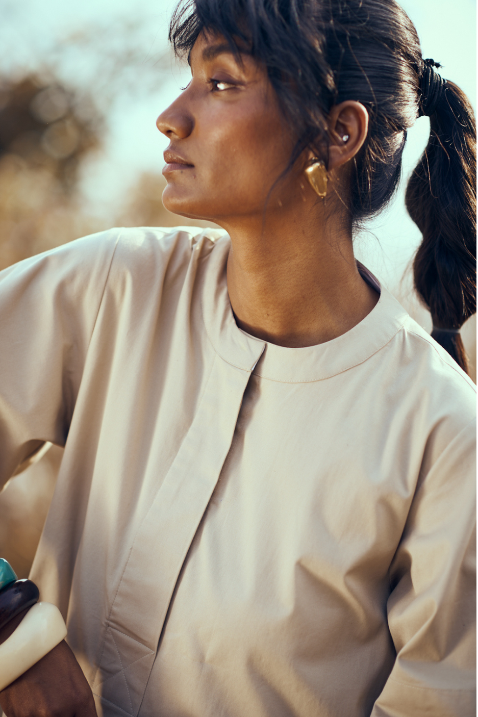 Nibbana Dress in Light Tan