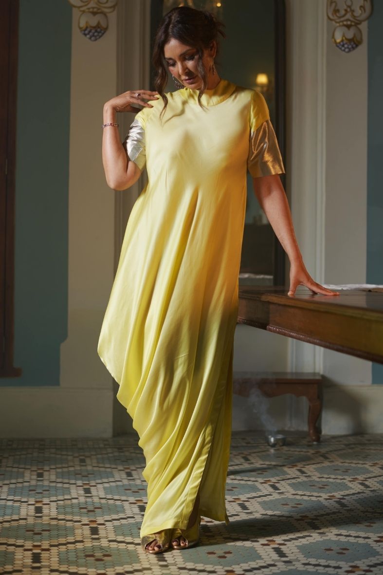 Skye Dress in Lemon Yellow