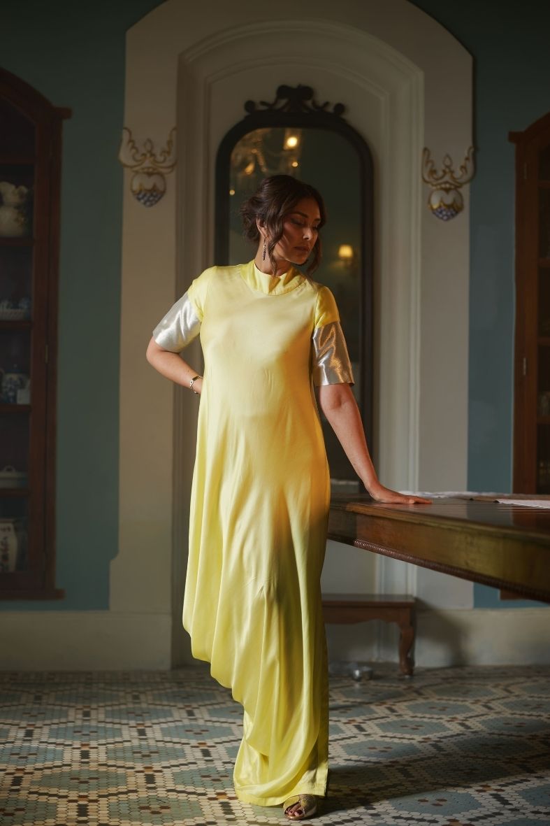 Skye Dress in Lemon Yellow