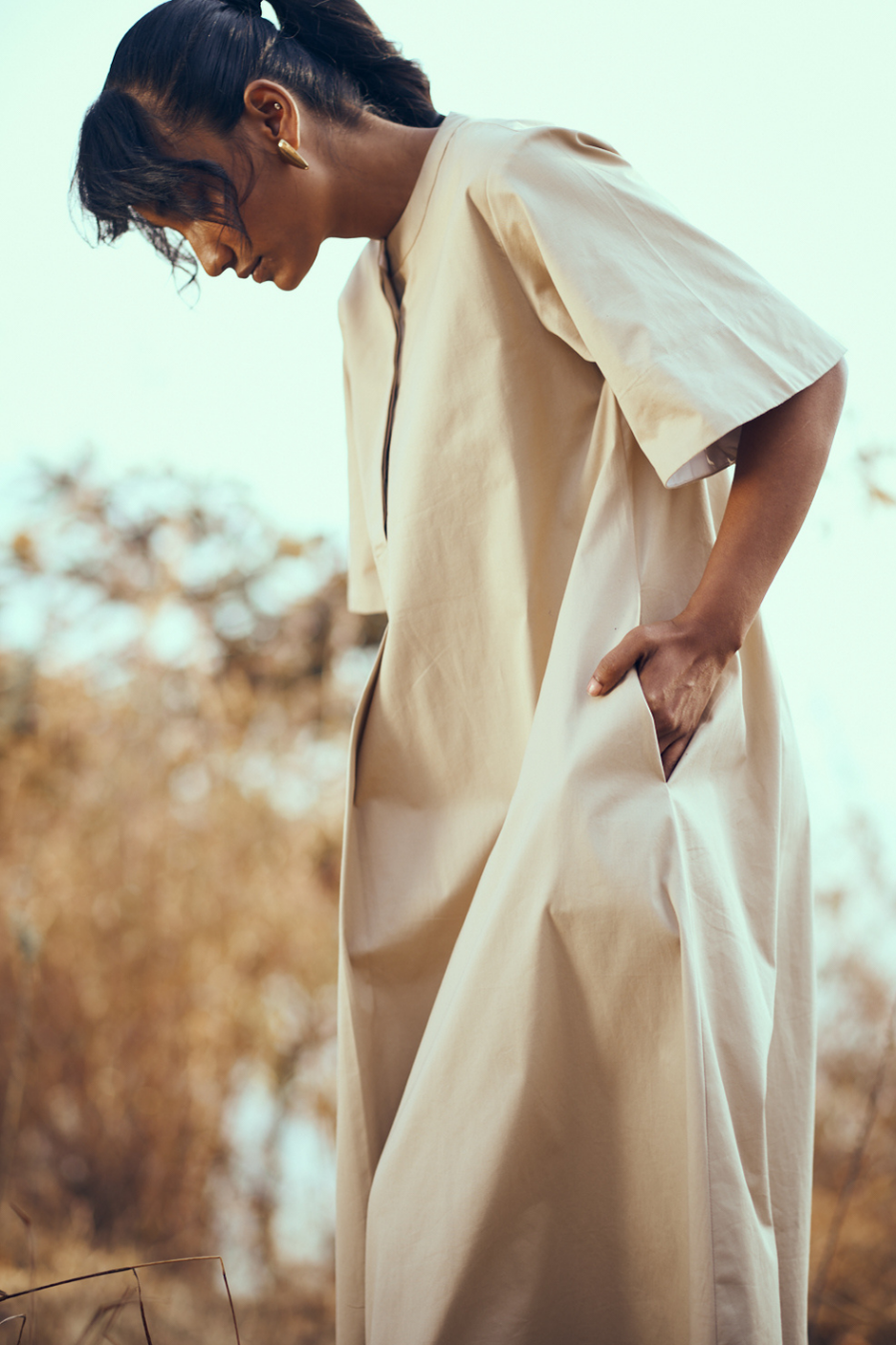 Nibbana Dress in Light Tan