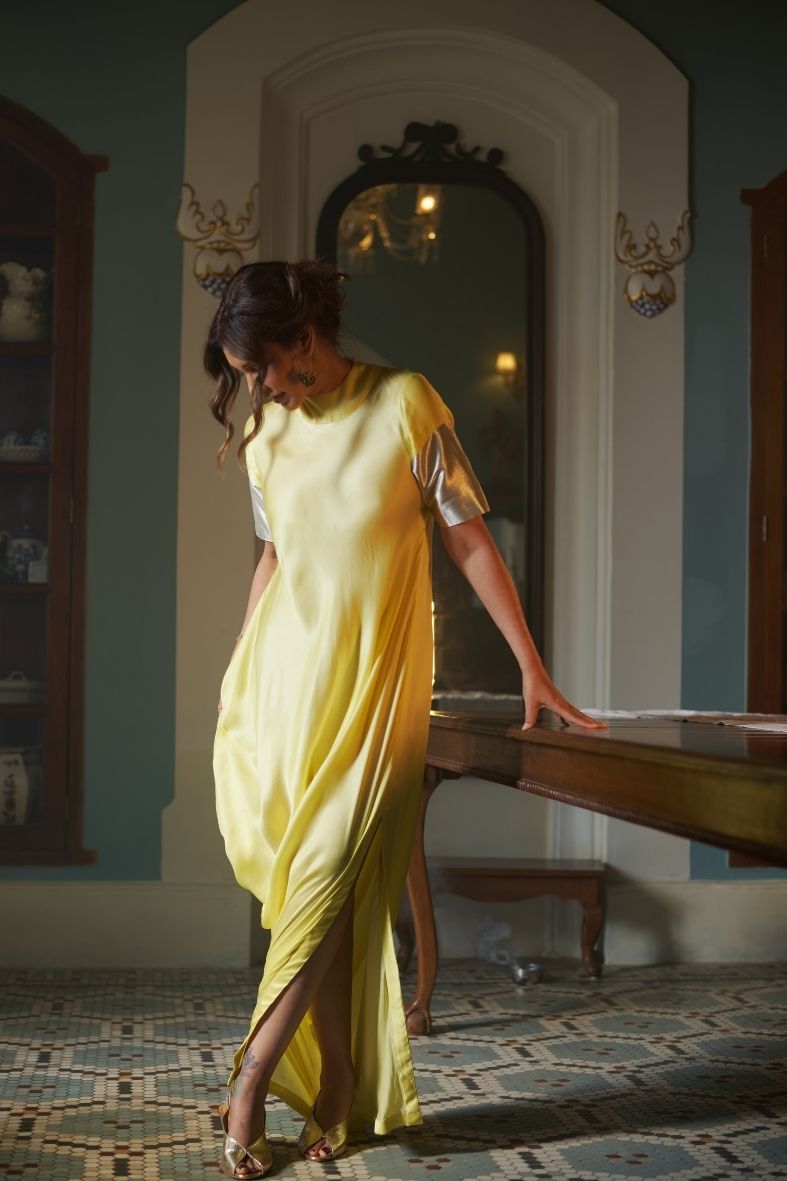 Skye Dress in Lemon Yellow
