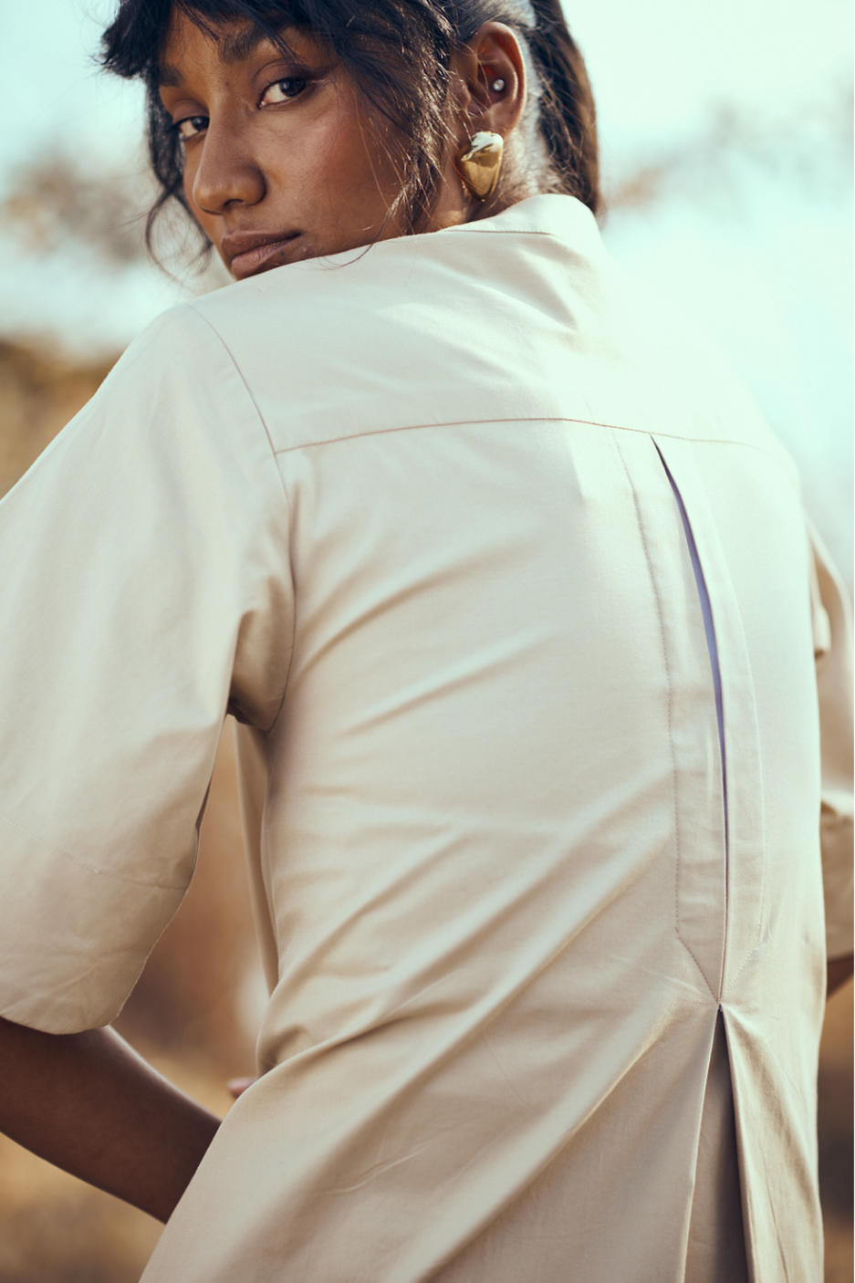 Nibbana Dress in Light Tan