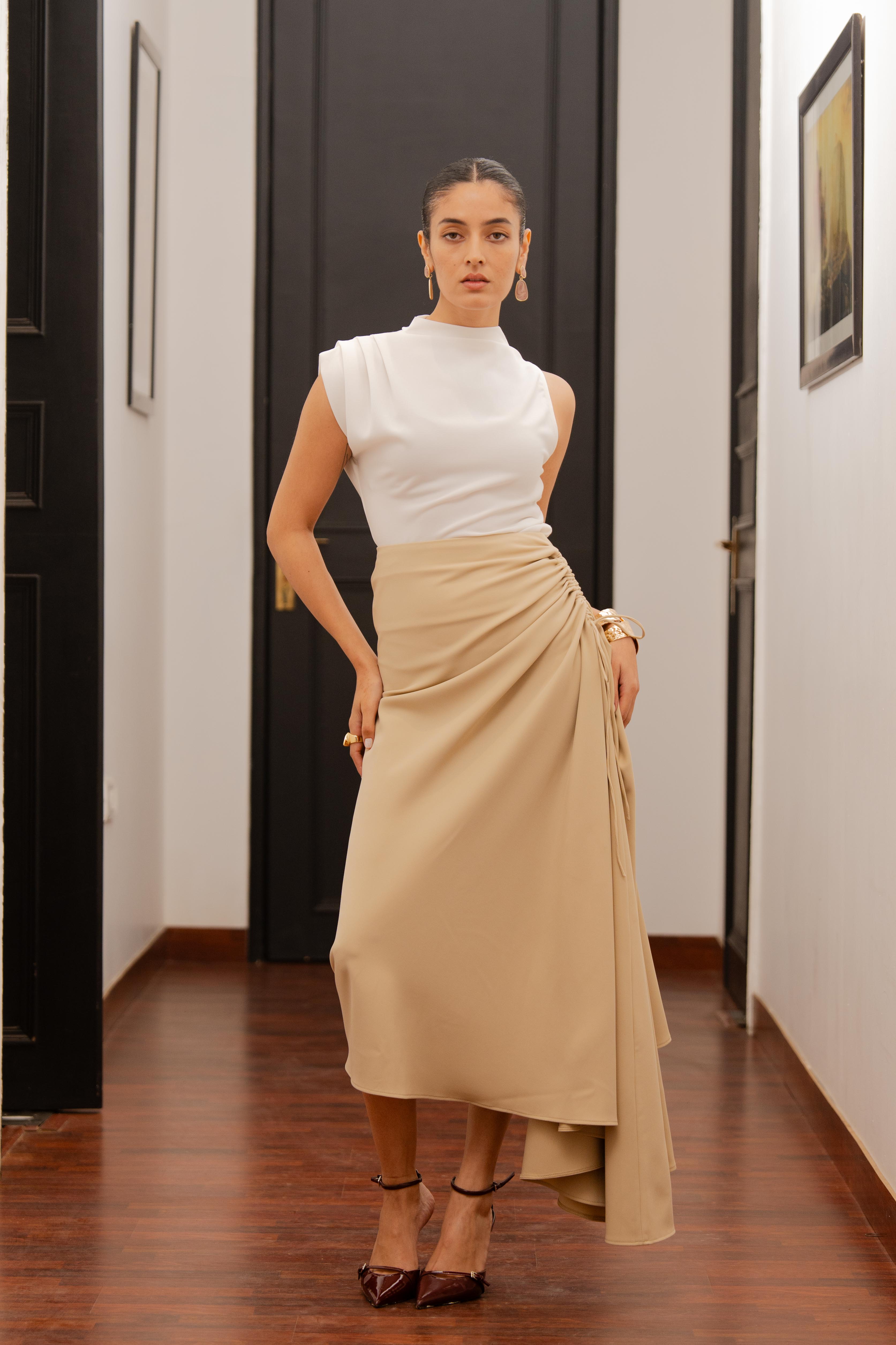 Roule Skirt in Tan