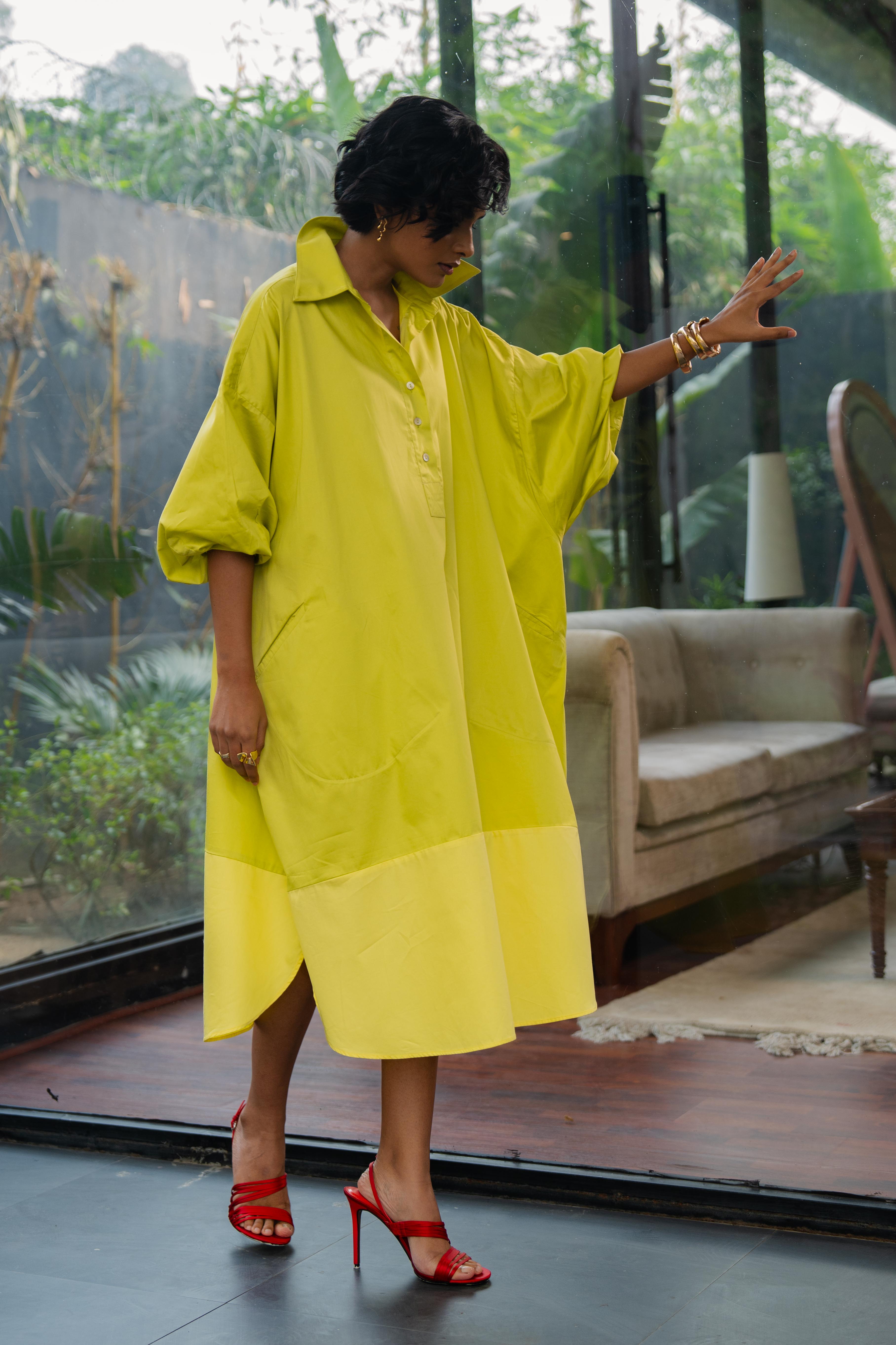 Flow Dress Arctic Lime Green